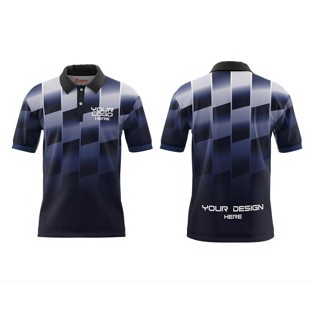 Checkerboard Gradient Full Sublimation Polo Shirt - Image 2